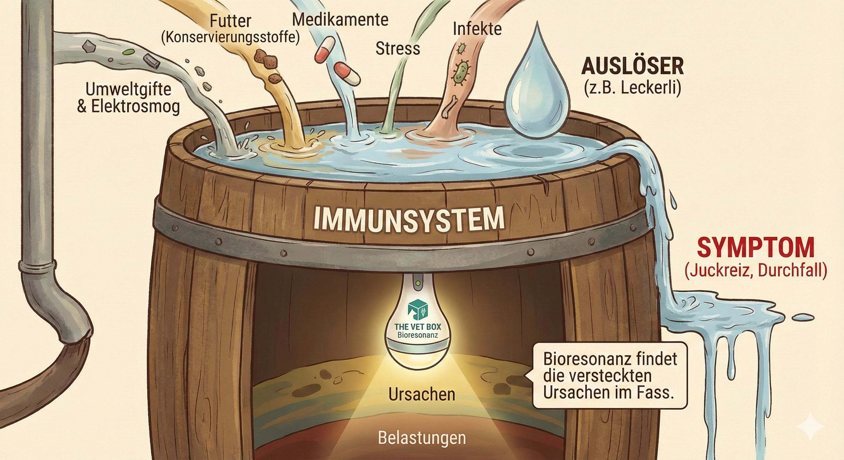 Eine Bildliche Darstellung des Fassprinzip aus der Bioresonanz